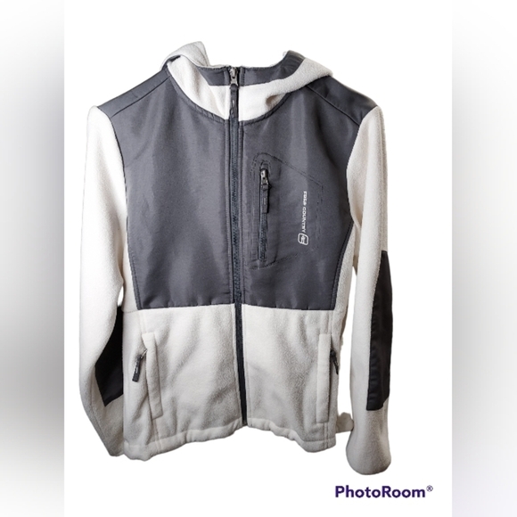 Free Country hoodie jacket small mirco-fleece off white& gray - Picture 9 of 16